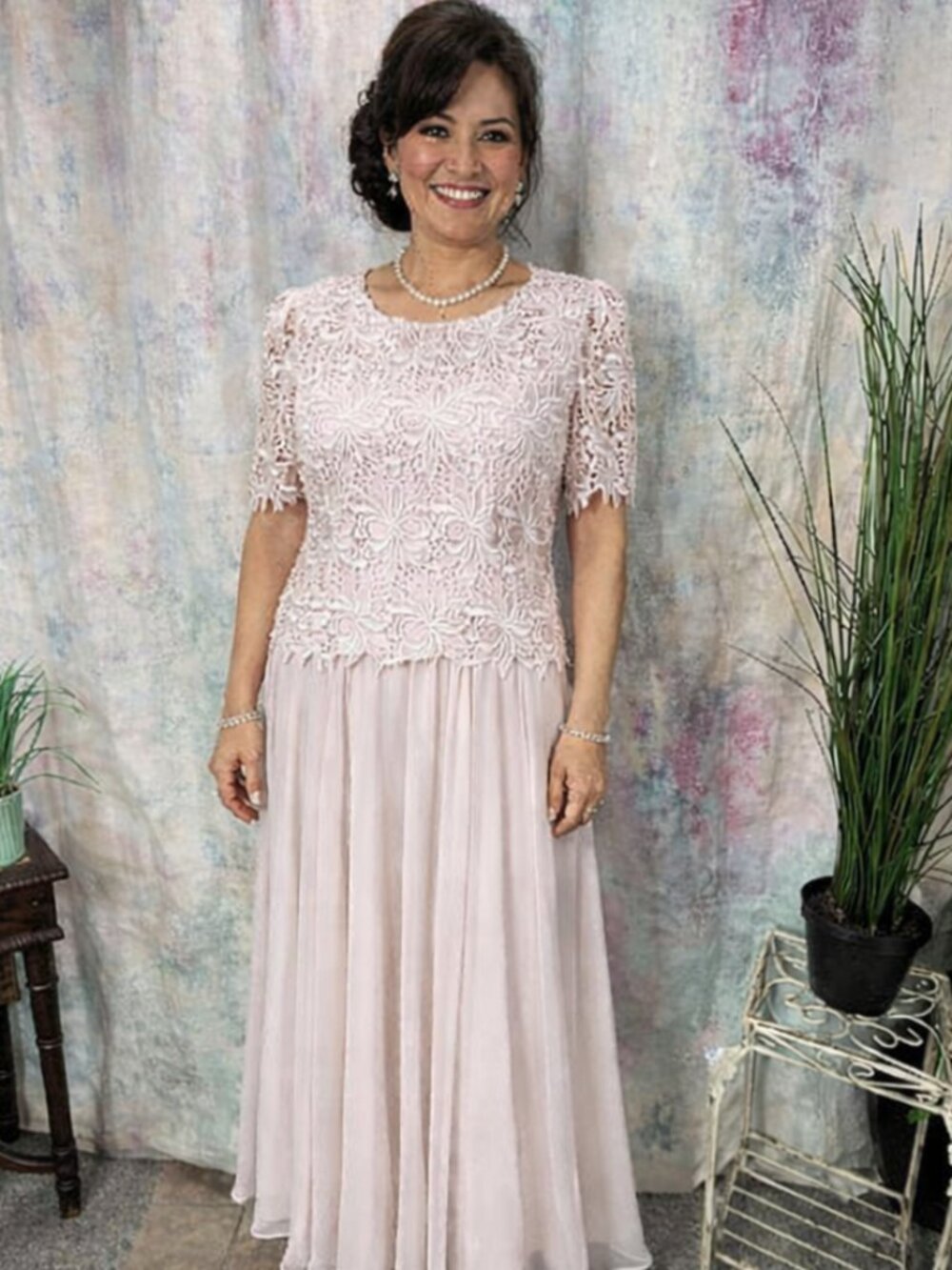 VTG 📌Miss Elliette Lace Chiffon 80s Special Occasion- Mother Bride/ Groom Dress